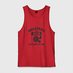 Майка мужская хлопок Volleyball & Beer, цвет: красный