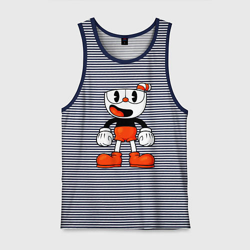 Мужская майка Cuphead красная чашечка / Синяя тельняшка – фото 1