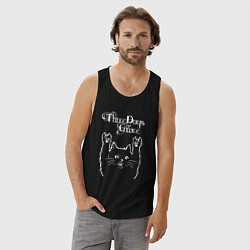 Майка мужская хлопок Three Days Grace Рок кот, цвет: черный — фото 2