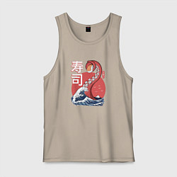 Майка мужская хлопок Kraken Kawaii Sushi, цвет: миндальный