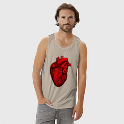 Майка мужская хлопок Сердце анатомическое, цвет: миндальный — фото 2