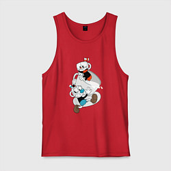 Майка мужская хлопок Чашки Cuphead, цвет: красный