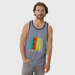 Майка мужская хлопок Volleyball Color, цвет: синяя тельняшка — фото 2