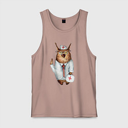 Майка мужская хлопок Врач сова, цвет: пыльно-розовый