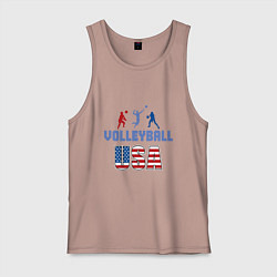 Майка мужская хлопок USA - Volleyball, цвет: пыльно-розовый