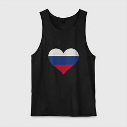 Майка мужская хлопок Сердце - Россия, цвет: черный