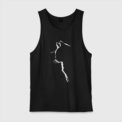Мужская майка Черный кот силуэт / Черный – фото 1