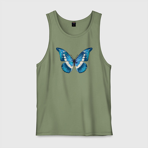 Мужская майка Blue butterfly синяя бабочка / Авокадо – фото 1