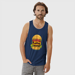 Майка мужская хлопок Самый вкусный гамбургер, цвет: тёмно-синий — фото 2
