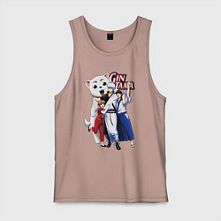 Майка мужская хлопок Gin Tama Sadaharu, цвет: пыльно-розовый