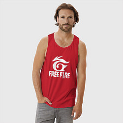 Майка мужская хлопок Free Fire - белый лого, цвет: красный — фото 2