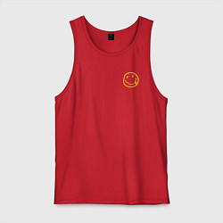 Майка мужская хлопок Nirvana Жёлтый смайл, цвет: красный