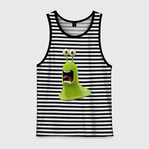 Мужская майка Испуганный слизняк / Черная тельняшка – фото 1