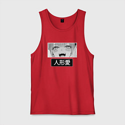 Майка мужская хлопок Фарфоровая кукла взгляд Marin Kitagawa, цвет: красный