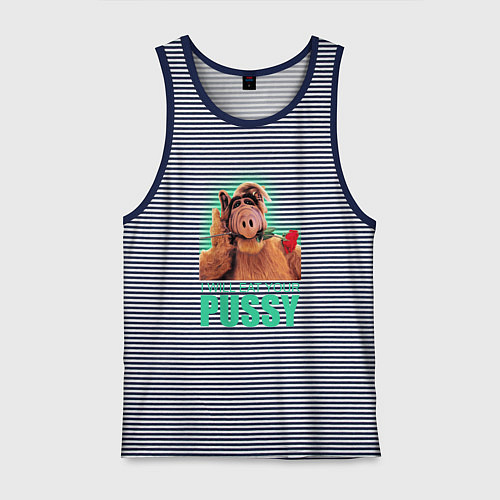 Мужская майка I WILL EAT YOUR PUSSY / Синяя тельняшка – фото 1