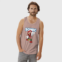 Майка мужская хлопок Knuckles Echidna Sonic Video game Ехидна Наклз Вид, цвет: пыльно-розовый — фото 2