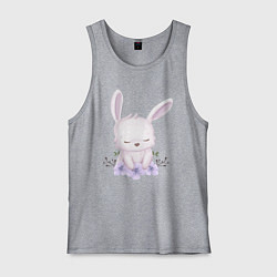 Майка мужская хлопок Милый Крольчонок С Цветочками, цвет: меланж