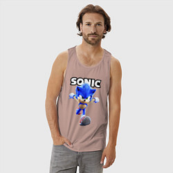 Майка мужская хлопок Sonic the Hedgehog 2, цвет: пыльно-розовый — фото 2