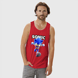 Майка мужская хлопок Sonic the Hedgehog 2, цвет: красный — фото 2
