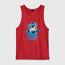 Майка мужская хлопок Папочка акула, цвет: красный