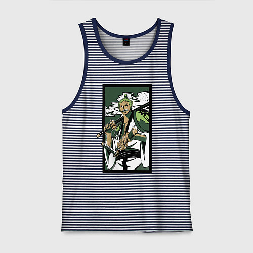 Мужская майка ЗОРО САМУРАЙ ИЗ ВАН ПИСА / Синяя тельняшка – фото 1