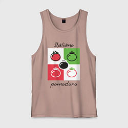 Майка мужская хлопок Italiano Pomodoro, любовь к Италии, пицце и томата, цвет: пыльно-розовый