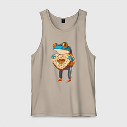 Майка мужская хлопок Пряничная лягушка, цвет: миндальный