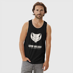 Майка мужская хлопок Лунные волки лого винтаж, цвет: черный — фото 2