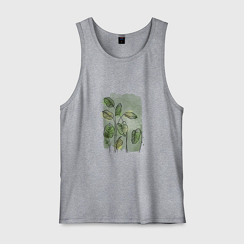 Мужская майка Нежные листья на акварельном фоне / Меланж – фото 1