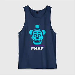Майка мужская хлопок Символ FNAF в неоновых цветах, цвет: тёмно-синий