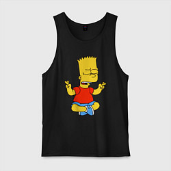 Майка мужская хлопок Барт Симпсон - сидит со скрещенными пальцами, цвет: черный