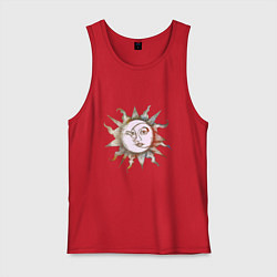 Майка мужская хлопок Солнце и луна - Солнцестояние, цвет: красный