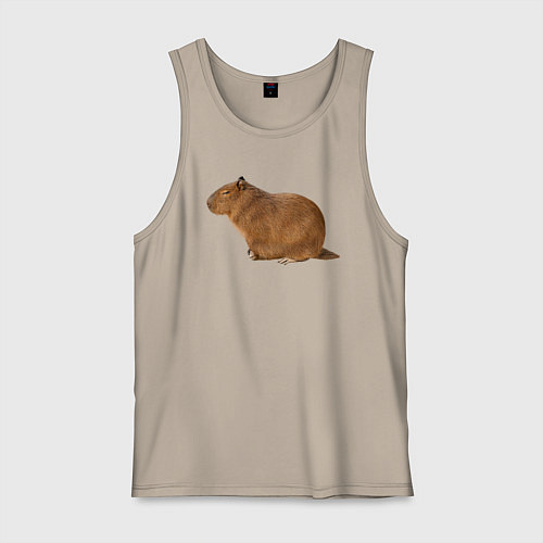 Мужская майка Капибара сидит и спит / Миндальный – фото 1