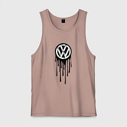 Майка мужская хлопок Volkswagen - art logo, цвет: пыльно-розовый