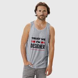 Майка мужская хлопок Trust me - Im designer, цвет: меланж — фото 2