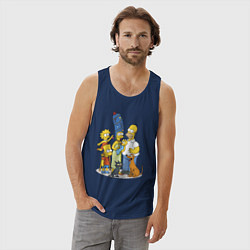 Майка мужская хлопок Семейка Симпсонов встречает Новый Год!, цвет: тёмно-синий — фото 2