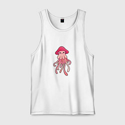 Майка мужская хлопок Гридуза Мухомор с щупальцами, медуза в шляпке гриб, цвет: белый