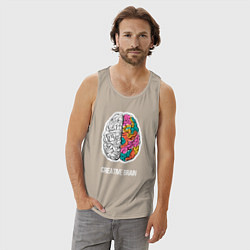 Майка мужская хлопок Creative Brain, цвет: миндальный — фото 2