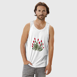 Майка мужская хлопок Simple Tulips, цвет: белый — фото 2