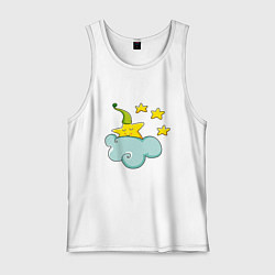 Майка мужская хлопок Звезда спит на облаке, цвет: белый