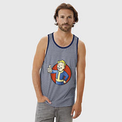 Майка мужская хлопок Vault boy like, цвет: синяя тельняшка — фото 2