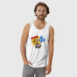 Майка мужская хлопок Щекотка - мультяшный убийца!, цвет: белый — фото 2