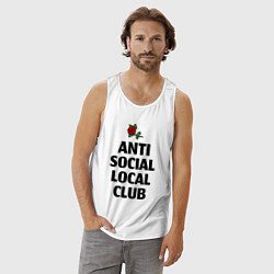 Майка мужская хлопок Anti social local club, цвет: белый — фото 2