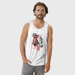 Майка мужская хлопок Одинокий волк индеец, цвет: белый — фото 2