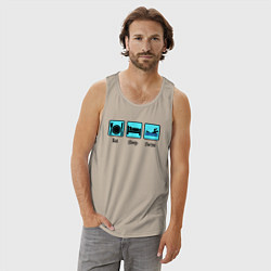 Майка мужская хлопок Ешь Спи Плавай, цвет: миндальный — фото 2