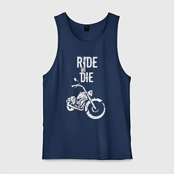 Майка мужская хлопок Ride or Die винтаж, цвет: тёмно-синий