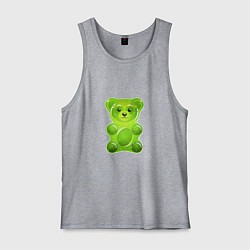 Майка мужская хлопок Желейный медведь зеленый, цвет: меланж