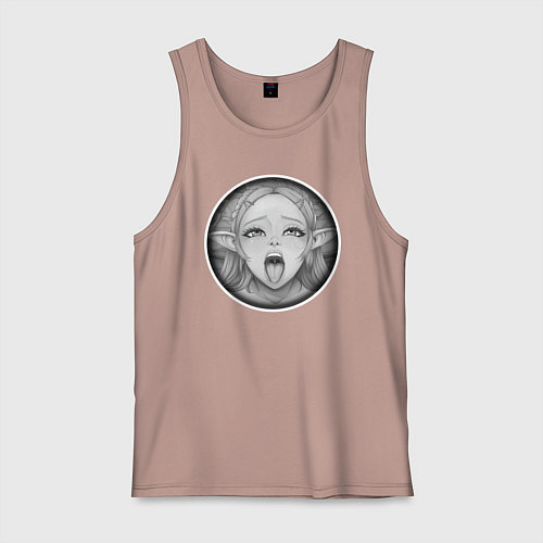 Мужская майка Ахегао эльфийка / Пыльно-розовый – фото 1