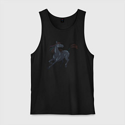 Майка мужская хлопок Лошадь мустанг, цвет: черный