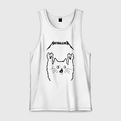 Майка мужская хлопок Metallica - rock cat, цвет: белый